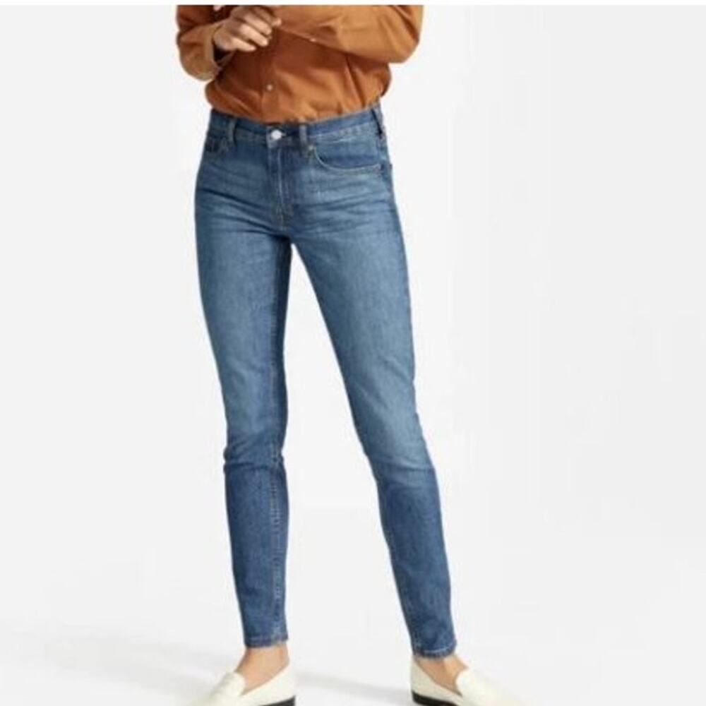 Everlane Women's Mid Rise Ankle Skinny Jeans Pockets Light Wash Blue Size 25
